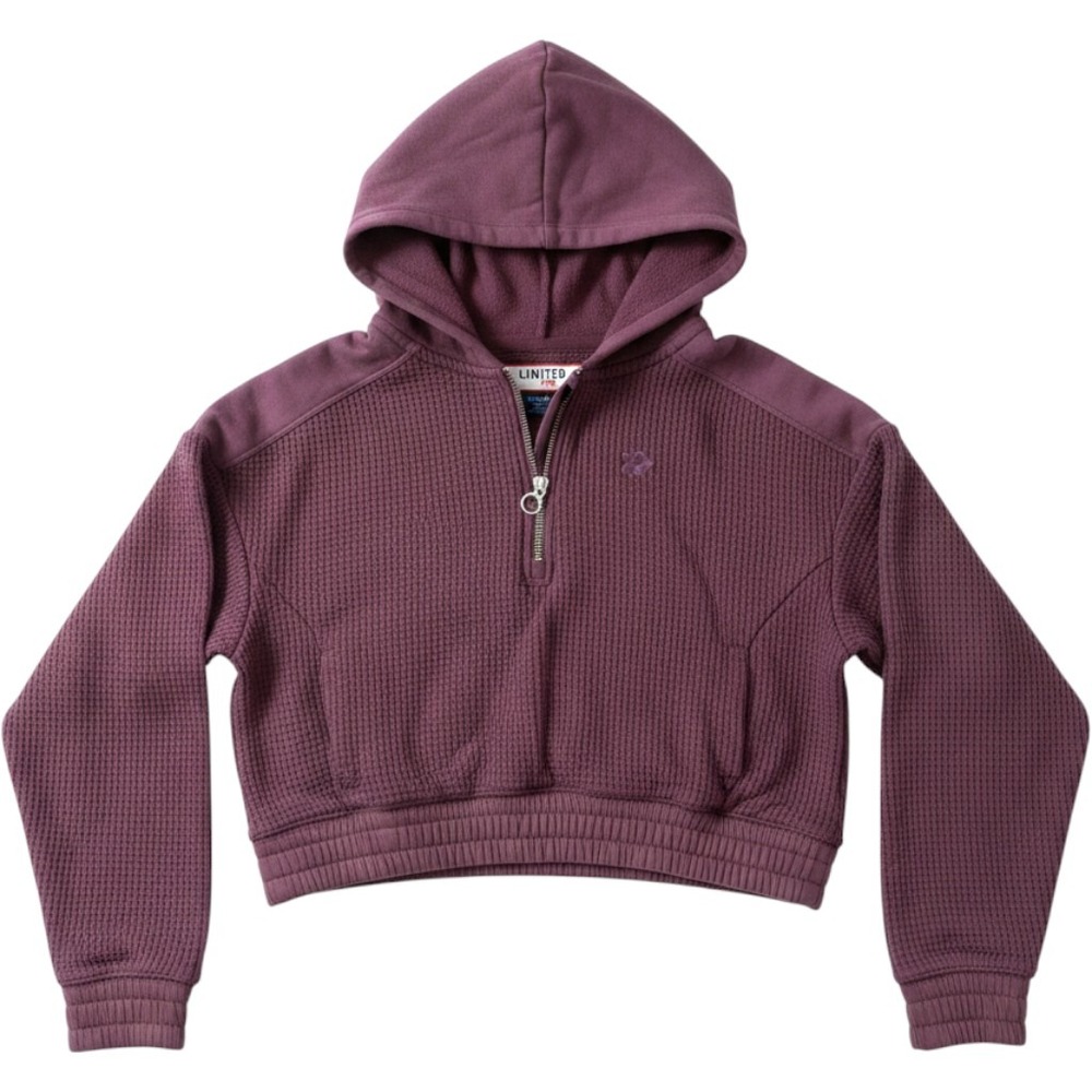 Limited Too Girls Purple Waffle Knit Cropped Quarter Zip Hoodie Size M 10